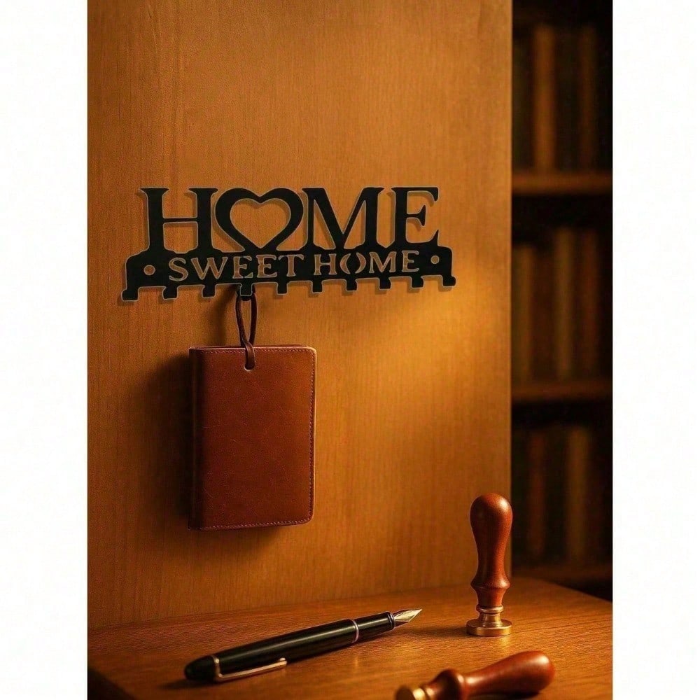 Sleek Wall-Mounted Key Holder with Hooks, Modern Key & Mail Organizer for Entryway Hallway Office, Space-Saving Coat Hat Rack Aesthetic Gift