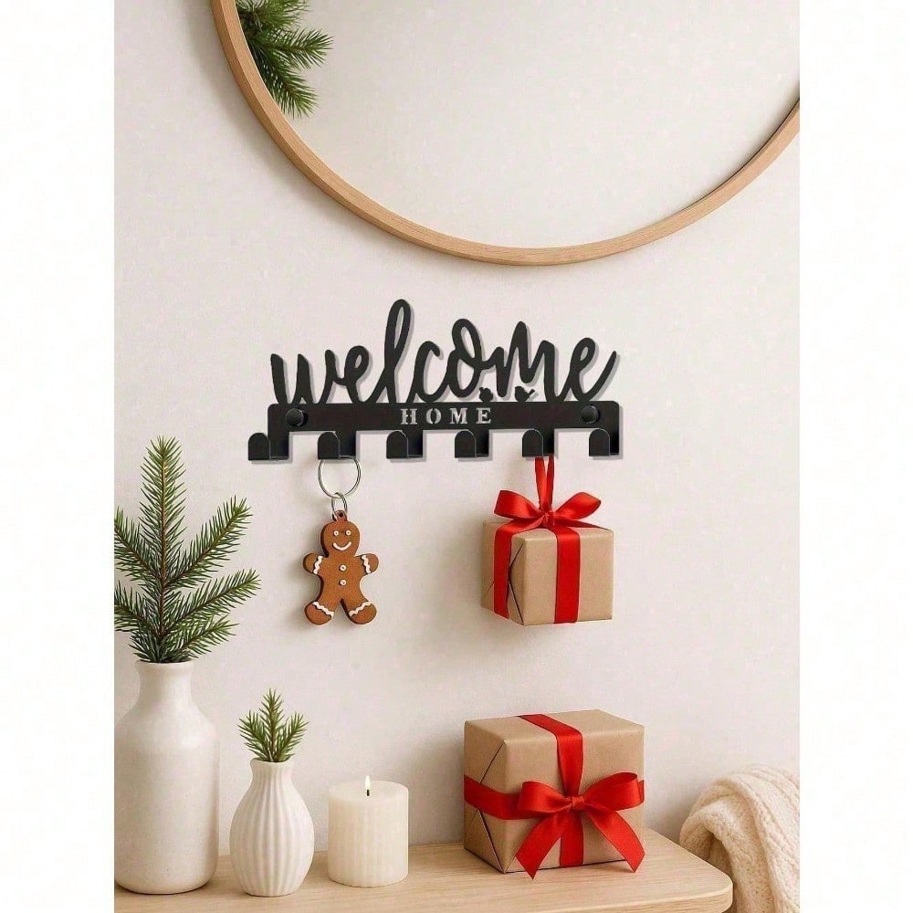 Sleek Wall-Mounted Key Holder, Modern Metal Key Hooks for Entryway Home Office, Space-Saving Organizer with Powder-Coated Finish, Housewarming Gift