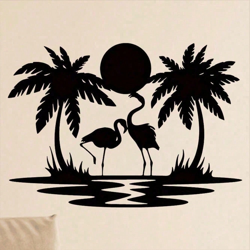 2D Flat Metallic Flamingo Wall Art, 1pc Romantic Sculpture for Living Room Bedroom Office Shelf, Anniversary Valentine Wedding Gift for Couples