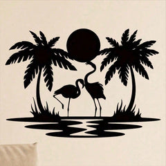 2D Flat Metallic Flamingo Wall Art, 1pc Romantic Sculpture for Living Room Bedroom Office Shelf, Anniversary Valentine Wedding Gift for Couples
