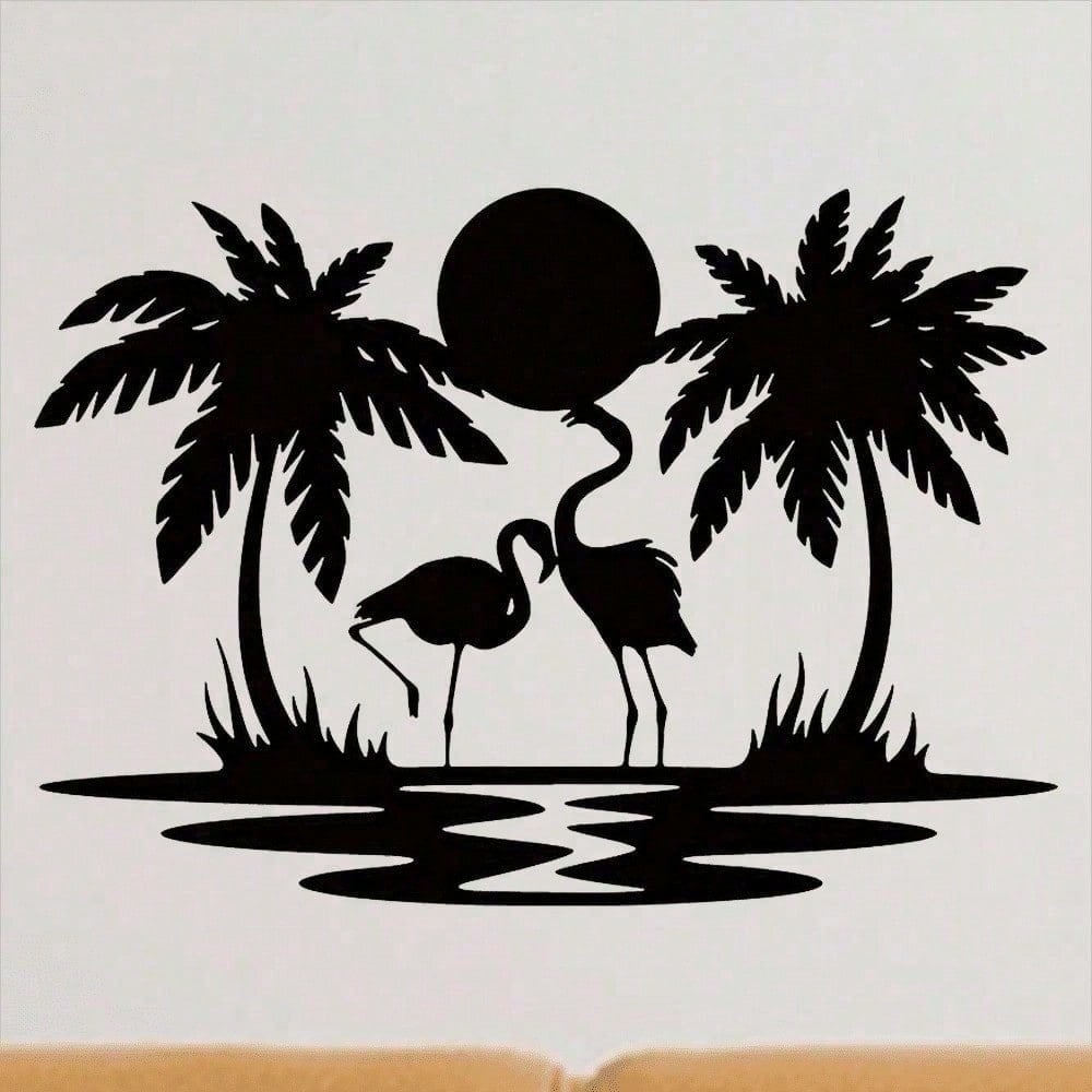 2D Flat Metallic Flamingo Wall Art, 1pc Romantic Sculpture for Living Room Bedroom Office Shelf, Anniversary Valentine Wedding Gift for Couples