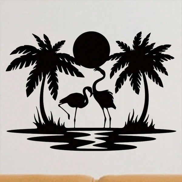 2D Flat Metallic Flamingo Wall Art, 1pc Romantic Sculpture for Living Room Bedroom Office Shelf, Anniversary Valentine Wedding Gift for Couples