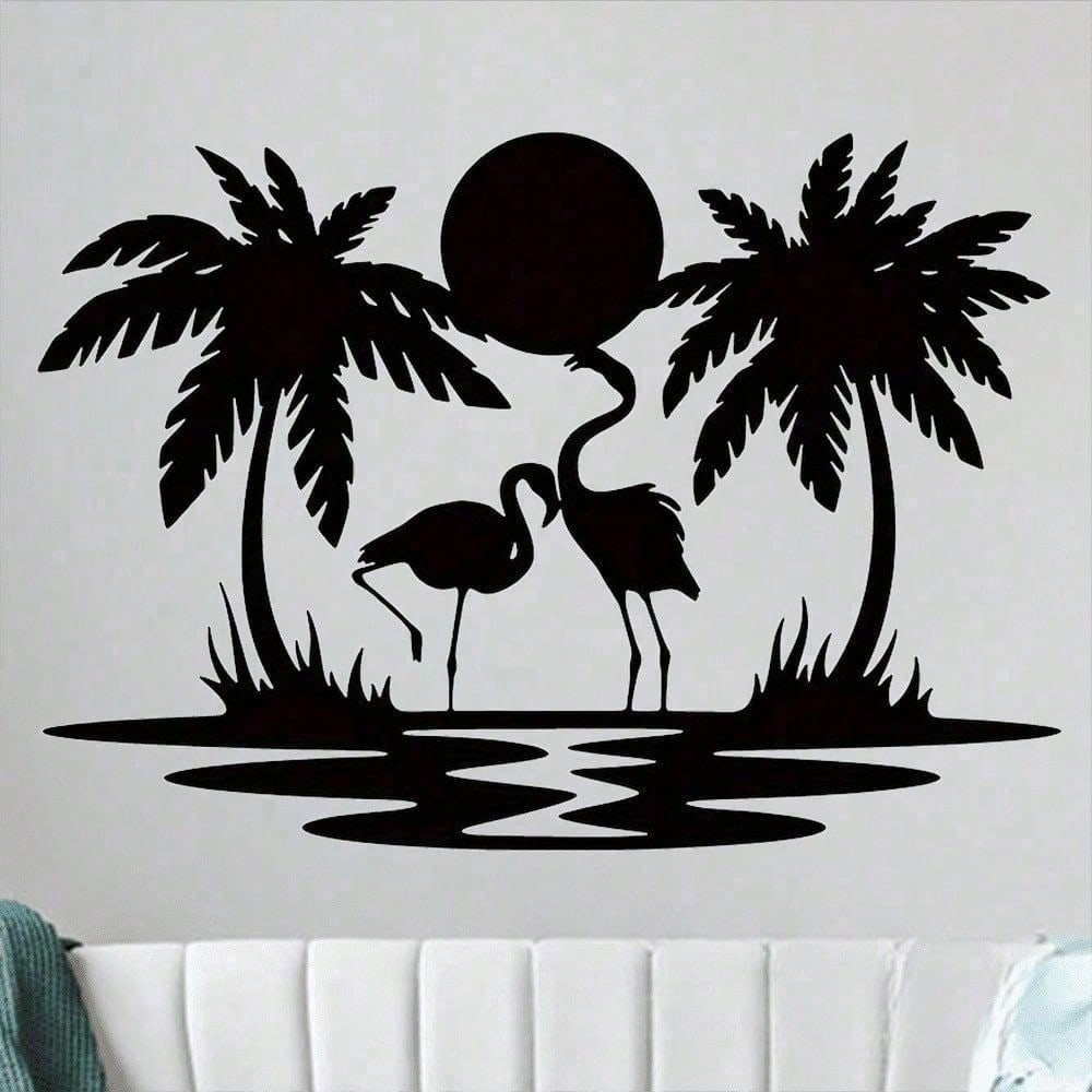 2D Flat Metallic Flamingo Wall Art, 1pc Romantic Sculpture for Living Room Bedroom Office Shelf, Anniversary Valentine Wedding Gift for Couples