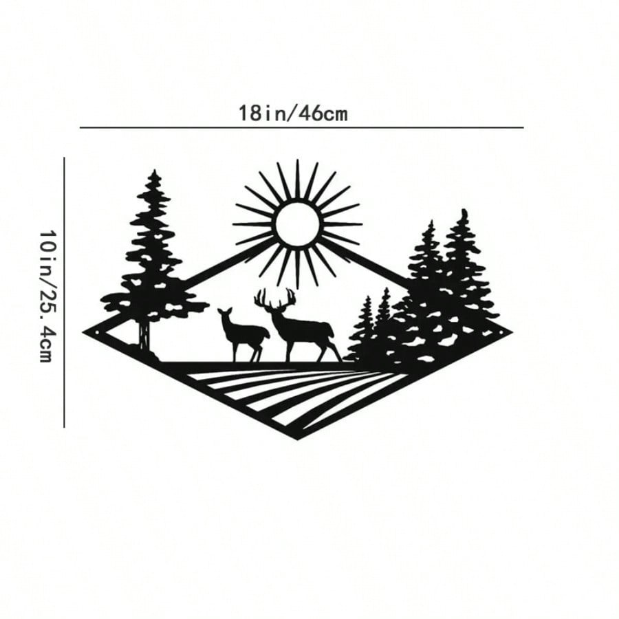 Morning Rise Deer Hunting Metal Wall Art Sign for Home Cabin Decor Iron Crafts Wall decoration Artwork Wall Sticker