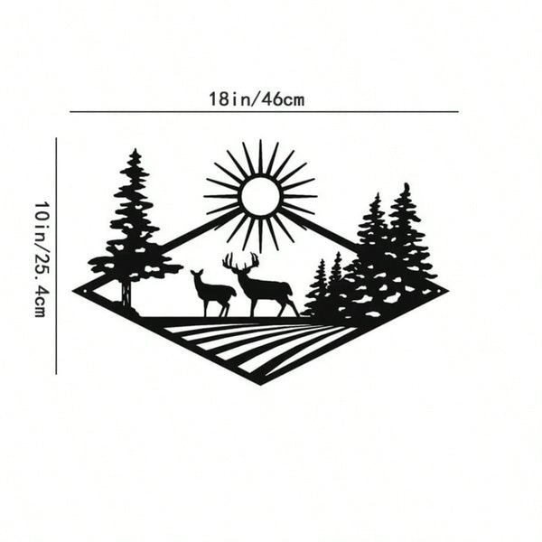 Morning Rise Deer Hunting Metal Wall Art Sign for Home Cabin Decor Iron Crafts Wall decoration Artwork Wall Sticker