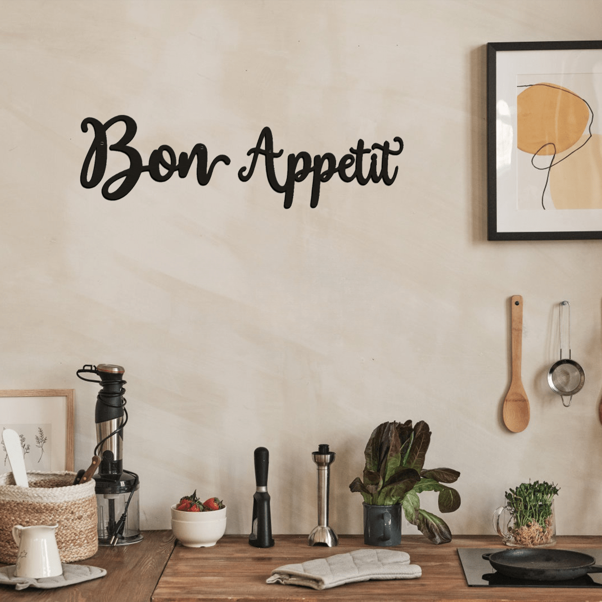 Bon Appetit Wall Décor Bon Appetit Metal Wall Sign Farmhouse Kitchen Wall Art Iron Crafts Wall Sticker