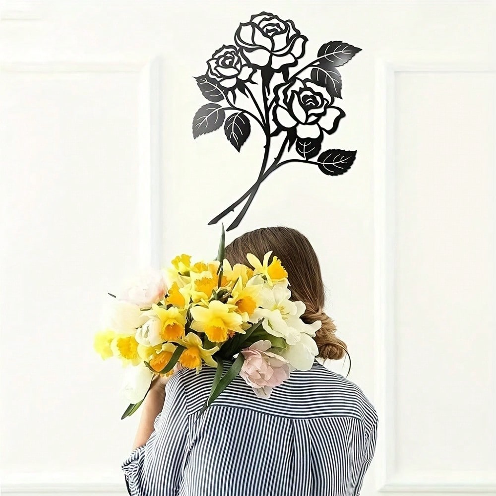 Vivegate Rose Wall Decor Art - Rose Flower Wall Decor Wall Sticker for Living Room Giant Roses (Large - 17.5"X13.5")