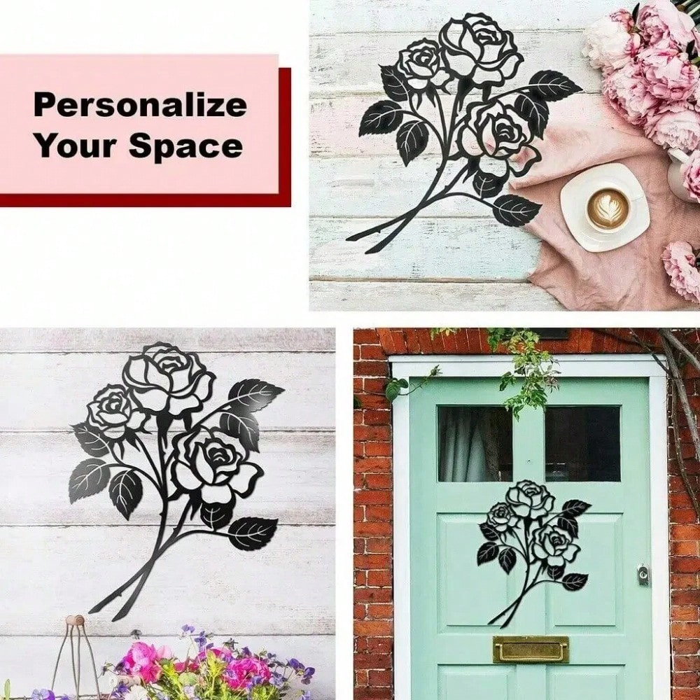 Vivegate Rose Wall Decor Art - Rose Flower Wall Decor Wall Sticker for Living Room Giant Roses (Large - 17.5"X13.5")