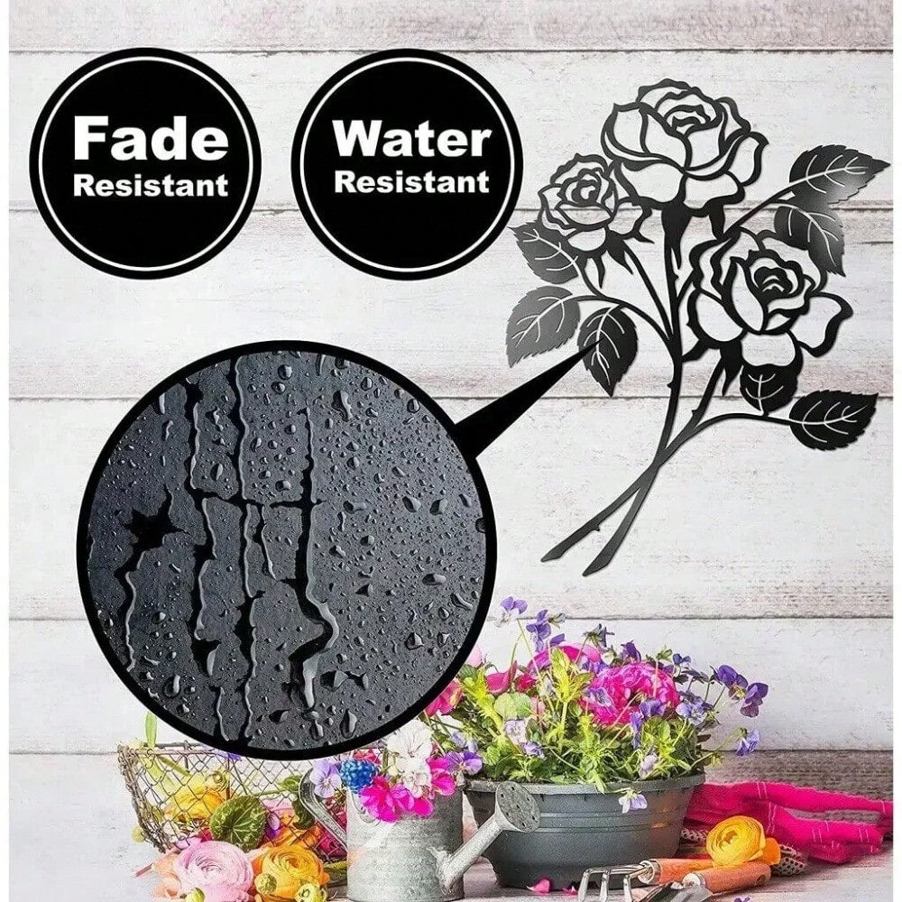 Vivegate Rose Wall Decor Art - Rose Flower Wall Decor Wall Sticker for Living Room Giant Roses (Large - 17.5"X13.5")