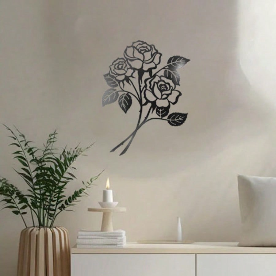 Vivegate Rose Wall Decor Art - Rose Flower Wall Decor Wall Sticker for Living Room Giant Roses (Large - 17.5"X13.5")