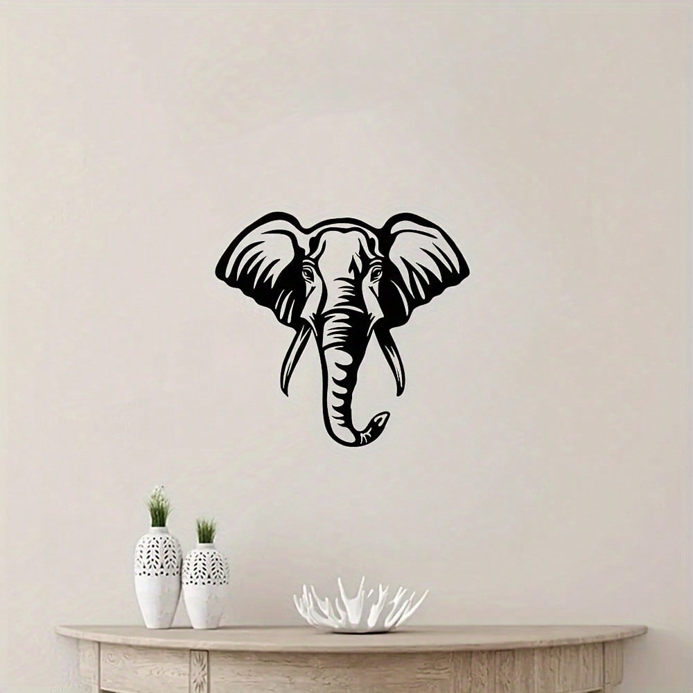 Elephant Animal Silhouette Wall Decor Elephant Head Wall Sign Safari Metal Wall Art Home Decor Sign - 14 Inch