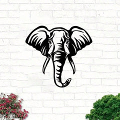 Elephant Animal Silhouette Wall Decor Elephant Head Wall Sign Safari Metal Wall Art Home Decor Sign - 14 Inch