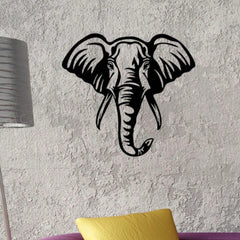Elephant Animal Silhouette Wall Decor Elephant Head Wall Sign Safari Metal Wall Art Home Decor Sign - 14 Inch