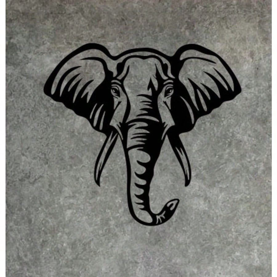Elephant Animal Silhouette Wall Decor Elephant Head Wall Sign Safari Metal Wall Art Home Decor Sign - 14 Inch