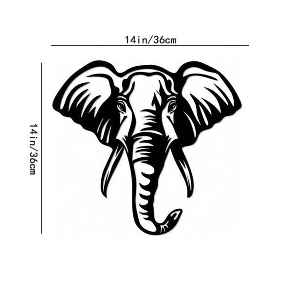 Elephant Animal Silhouette Wall Decor Elephant Head Wall Sign Safari Metal Wall Art Home Decor Sign - 14 Inch