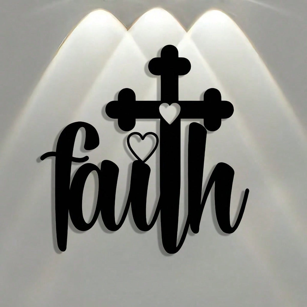 1 piece of carefully crafted "Faith" metal listing, elegantly designed wall art logo, an inspiring gift for home and office. Suitable for interior decoration, wall decoration