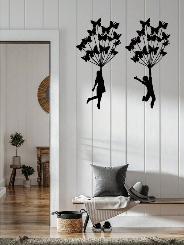 1 piece of black metal wrought iron handheld butterfly wall decoration sticker, home wall decoration, common indoors and outdoors, Valentine's Day exquisite personalized gifts