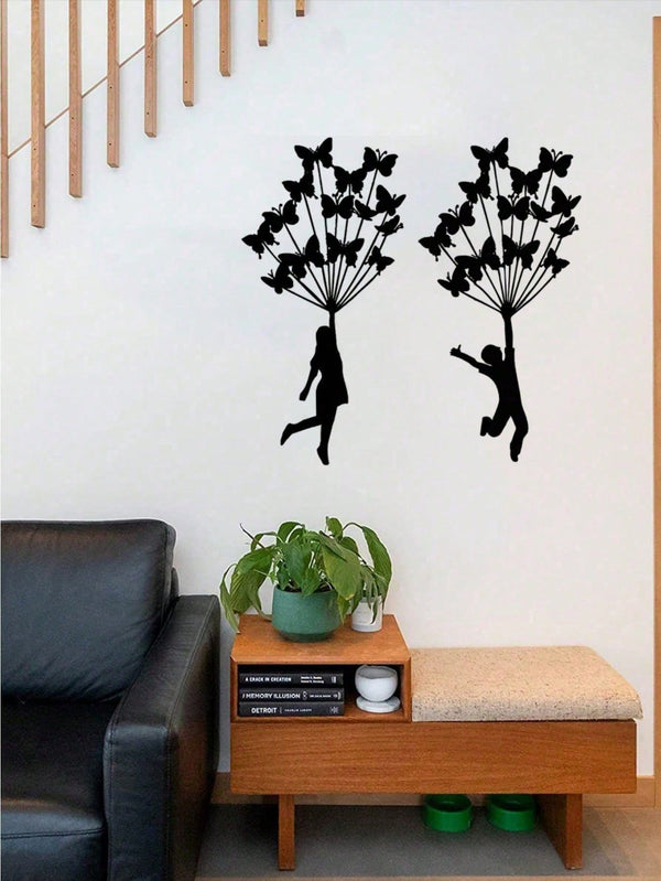 1 piece of black metal wrought iron handheld butterfly wall decoration sticker, home wall decoration, common indoors and outdoors, Valentine's Day exquisite personalized gifts