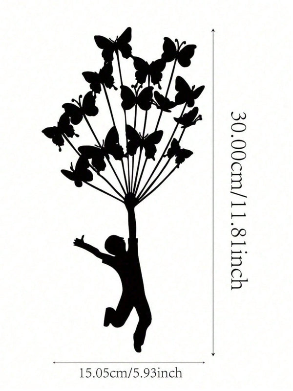 1 piece of black metal wrought iron handheld butterfly wall decoration sticker, home wall decoration, common indoors and outdoors, Valentine's Day exquisite personalized gifts