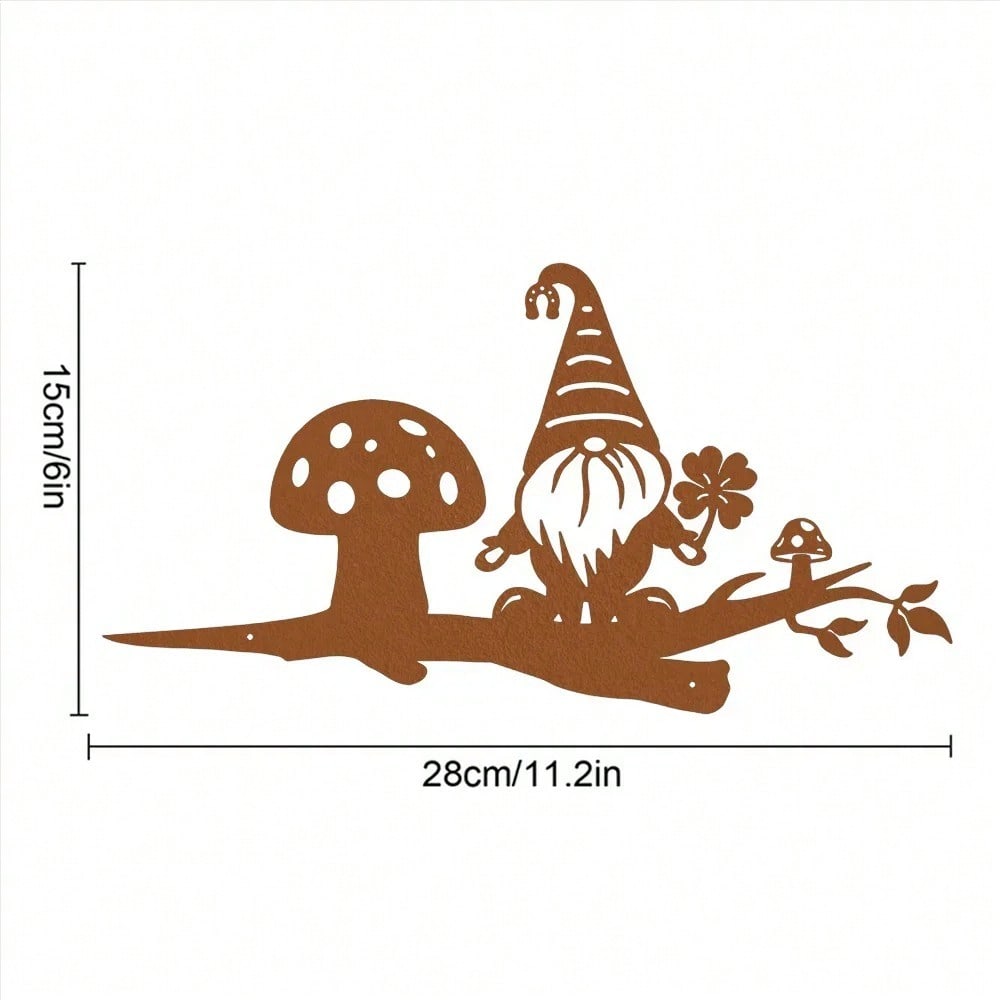 Tiki-Inspired Metal Branch Gnome Wall Art, Whimsical Garden Decoration for Home & Outdoor Decor