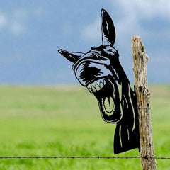 Donkey Silhouette Iron Garden Wall Decor, Black Rust Brown Outdoor Yard Art for Patio Farmhouse