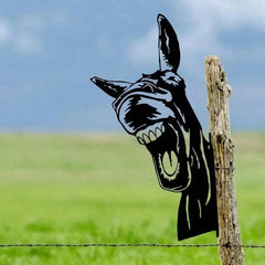 Donkey Silhouette Iron Garden Wall Decor, Black Rust Brown Outdoor Yard Art for Patio Farmhouse