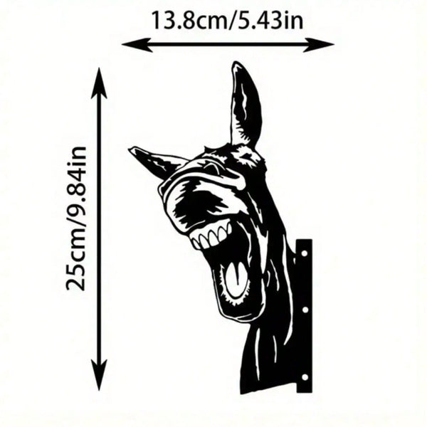 Donkey Silhouette Iron Garden Wall Decor, Black Rust Brown Outdoor Yard Art for Patio Farmhouse