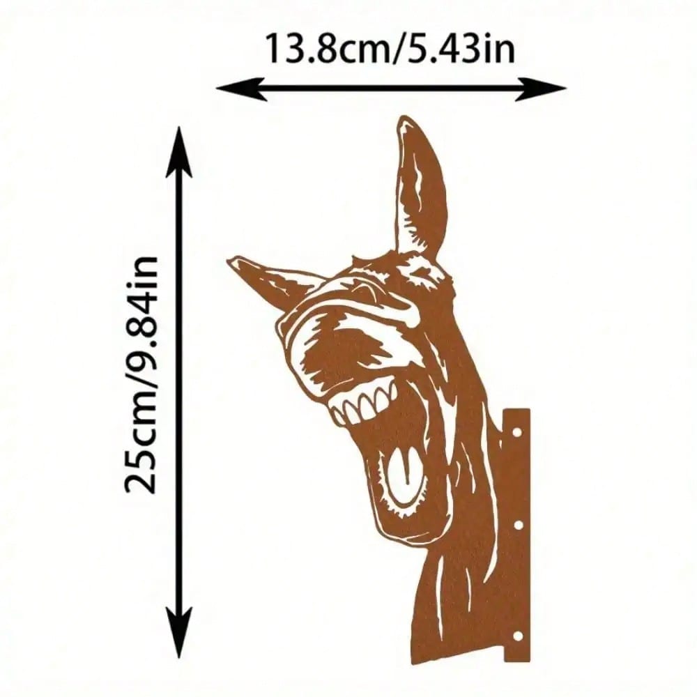 Donkey Silhouette Iron Garden Wall Decor, Black Rust Brown Outdoor Yard Art for Patio Farmhouse