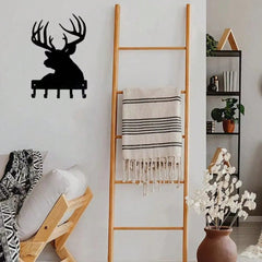 CIFBUY 6-9 Inch Metal Deer Head Key Holder, Wall Mounted Rustic Key Rack with Hooks for Coat and Keys Hanger