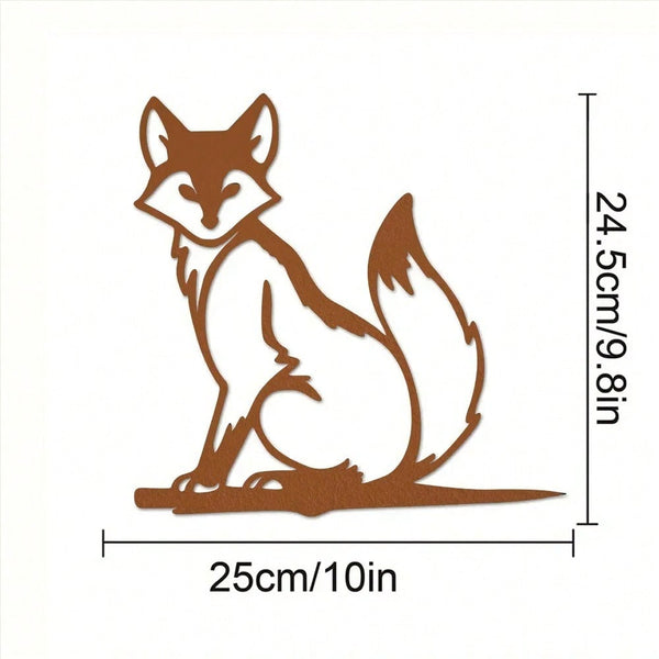Rustic Metal Yard Animal Art Fox Dog Cat, Charming Outdoor Garden Decor for Home or Patio
