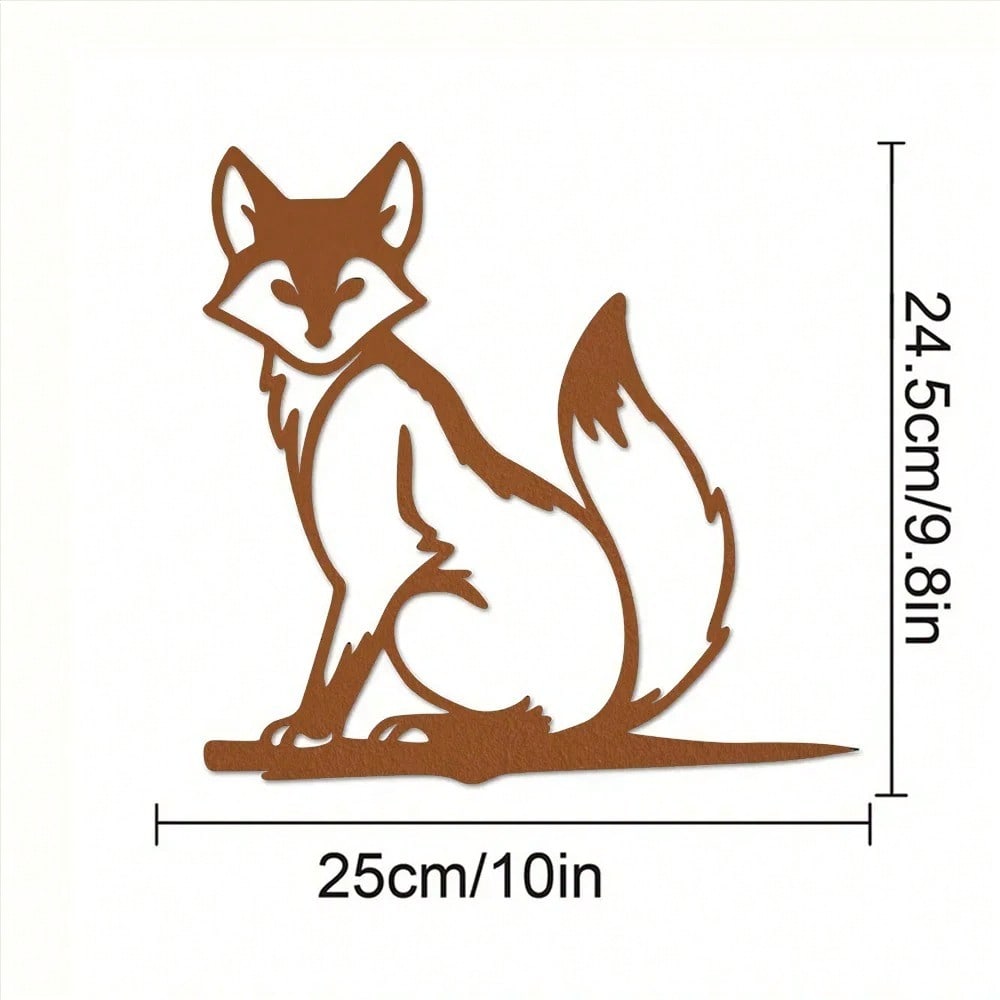 Rustic Metal Yard Animal Art Fox Dog Cat, Charming Outdoor Garden Decor for Home or Patio