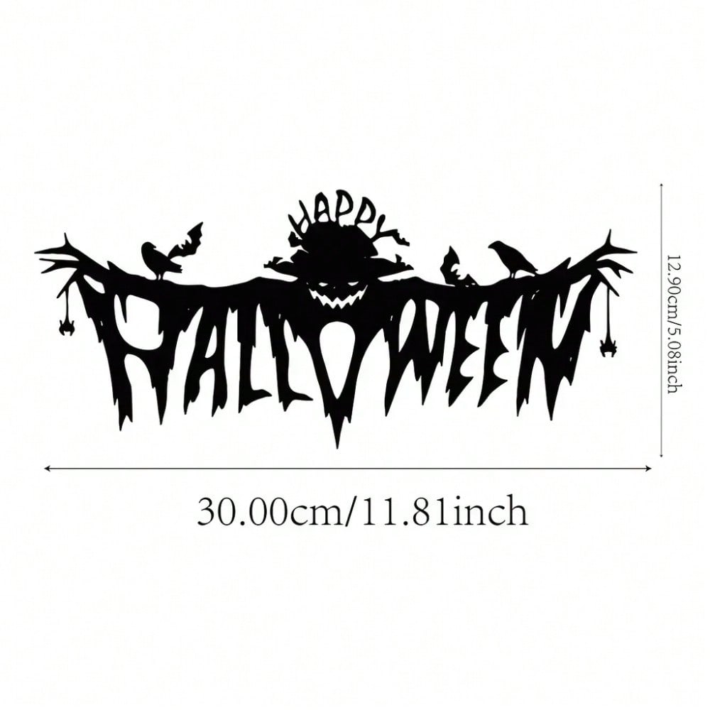 Classic Black Spooky Halloween Metal Wall Hanging, Indoor Living Room Decor for Themed Party