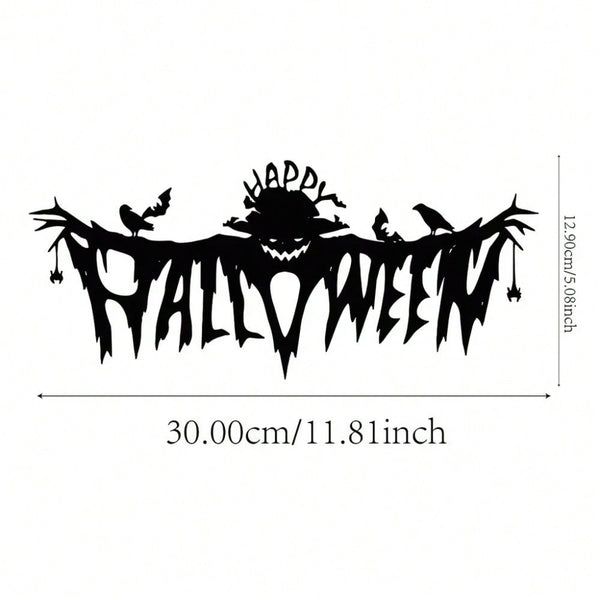Classic Black Spooky Halloween Metal Wall Hanging, Indoor Living Room Decor for Themed Party
