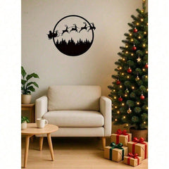 Spooky Halloween Merry Christmas 24 Inch Round Metal Wall Sign, Double-Sided Hanging Decor for Fireplace Porch Yard, Seasonal Holiday Gift for Family