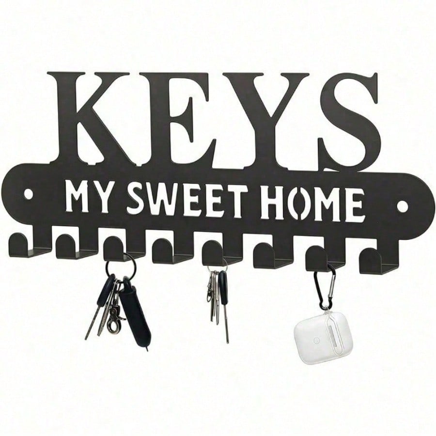 Gothic Victorian Wrought Iron Coat Rack Dark Academia Farmhouse Wall Hooks Rustic Key Organizer for Entryway Hallway Home Decor Unique Housewarming Valentine Gift for Men