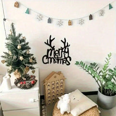 Wrought Iron Christmas Antlers Metal Wall Decor 1PC, Easy Install Holiday Party Pendant  Home Sculpture