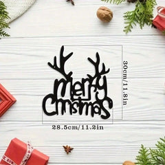 Wrought Iron Christmas Antlers Metal Wall Decor 1PC, Easy Install Holiday Party Pendant  Home Sculpture