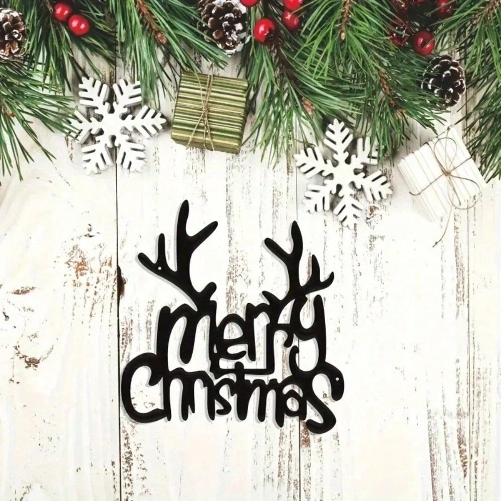 Wrought Iron Christmas Antlers Metal Wall Decor 1PC, Easy Install Holiday Party Pendant  Home Sculpture