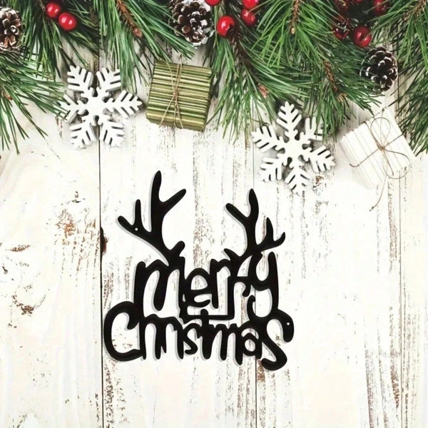 Wrought Iron Christmas Antlers Metal Wall Decor 1PC, Easy Install Holiday Party Pendant  Home Sculpture