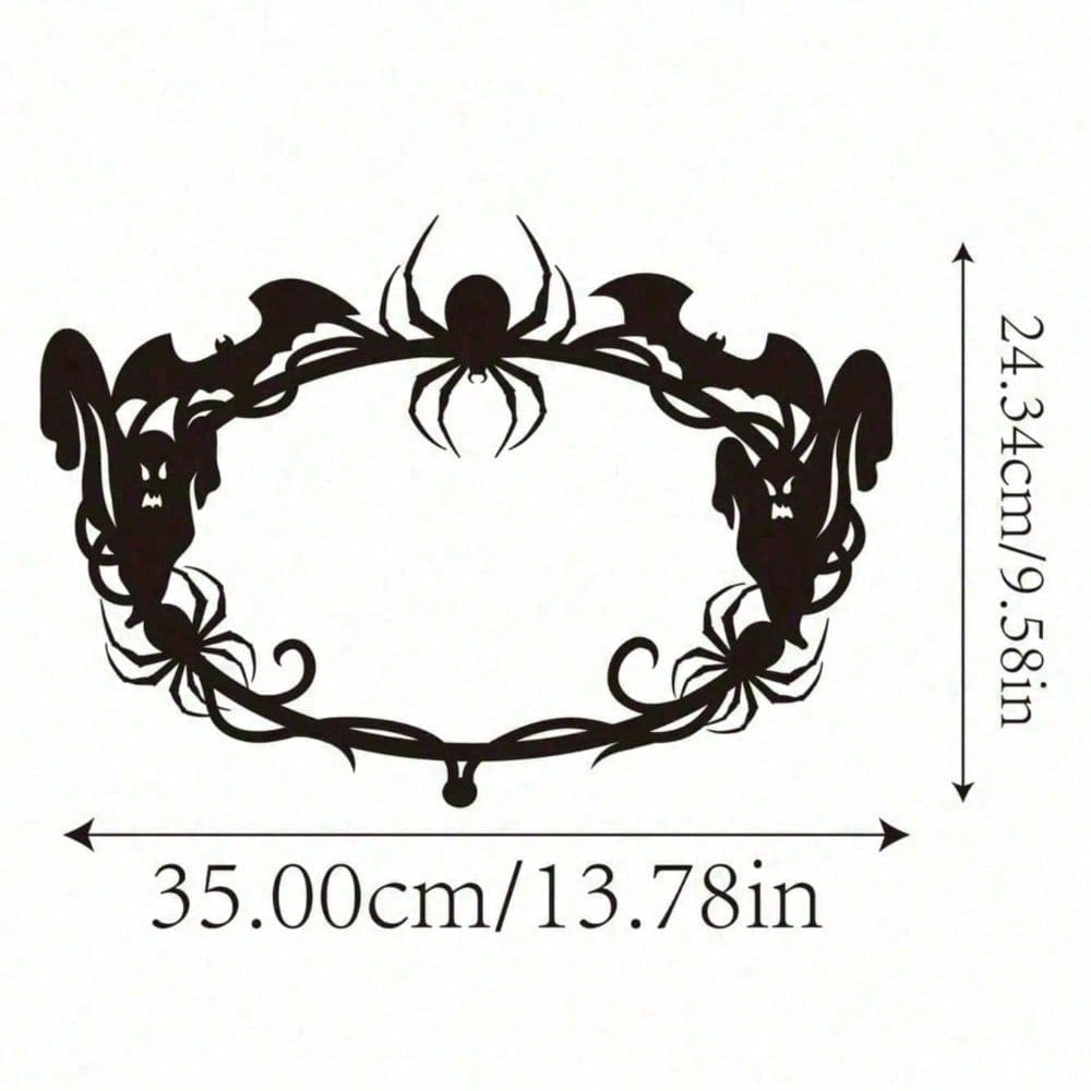 Vintage Gothic Halloween Wreath for Front Door, Spooky Bats & Spider Webs Decor for Haunted House Porch, Creepy Home Accent Gift for Halloween Lovers Men Women Secondary image
