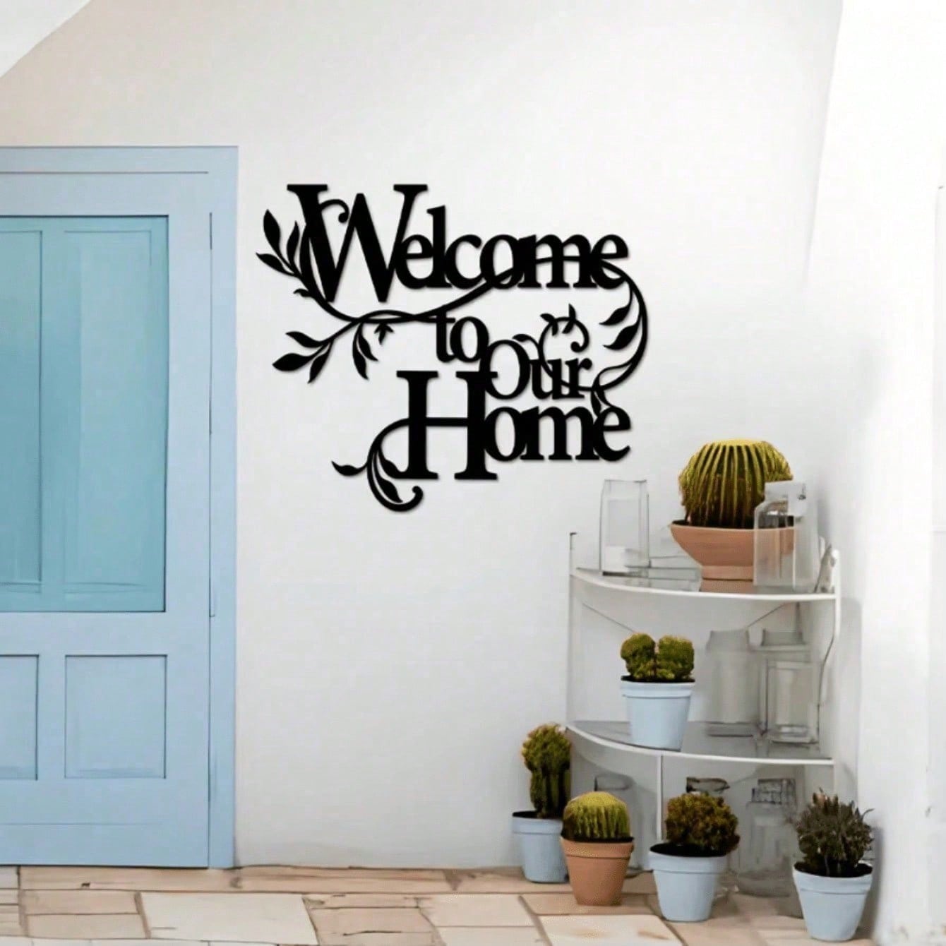 Welcome to Our Home Metal Wall Sign Rustic Farmhouse Decor for Porch Entryway Living Room Indoor Outdoor Welcome Plaque Housewarming Gift