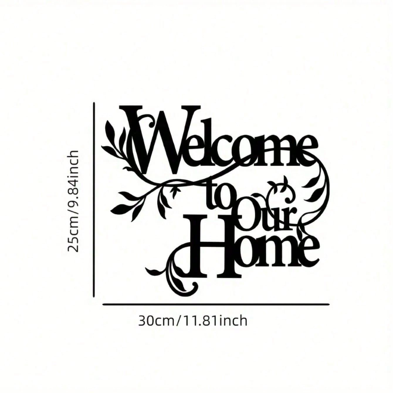 Welcome to Our Home Metal Wall Sign Rustic Farmhouse Decor for Porch Entryway Living Room Indoor Outdoor Welcome Plaque Housewarming Gift
