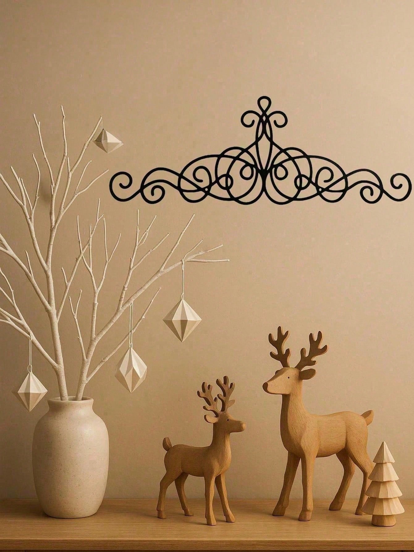 Vintage Black Wrought Iron Scroll Wall Decor Gothic Farmhouse Victorian Style Hanging Art for Living Room Bedroom Entryway Main image