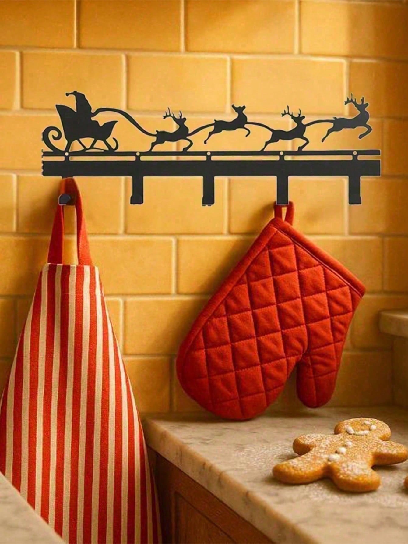 Snowflake Wall Mount Organizer with Hooks Modern Key & Coat Holder Christmas Winter Decor for Entryway Hallway