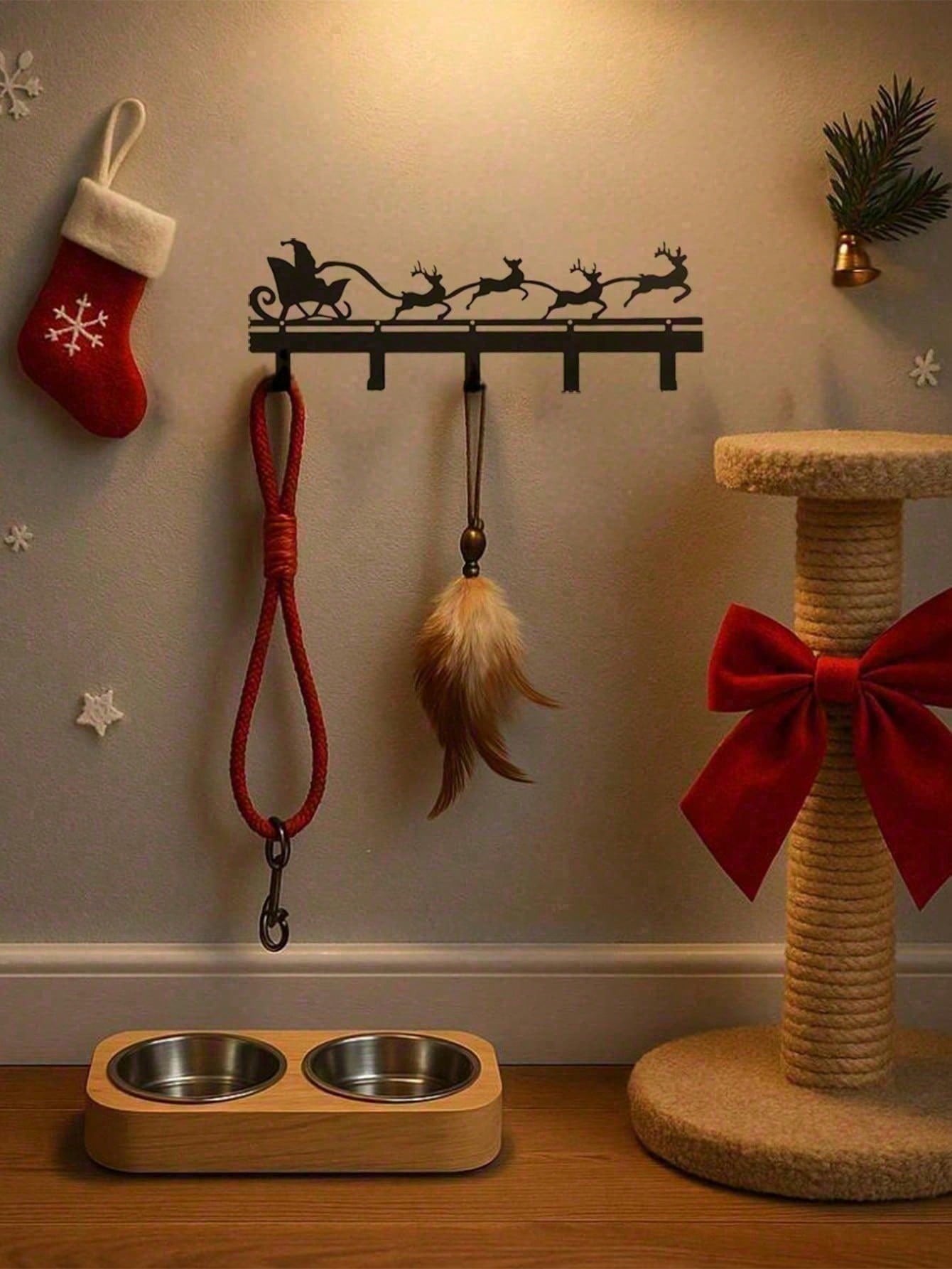 Snowflake Wall Mount Organizer with Hooks Modern Key & Coat Holder Christmas Winter Decor for Entryway Hallway
