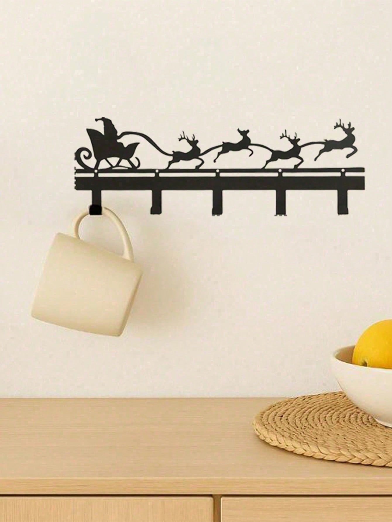 Snowflake Wall Mount Organizer with Hooks Modern Key & Coat Holder Christmas Winter Decor for Entryway Hallway