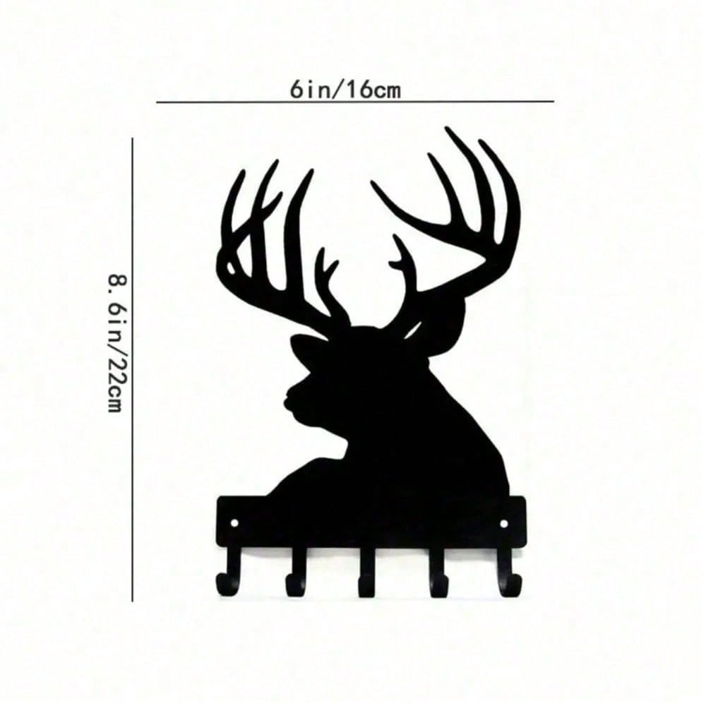 Vintage Antelope Head Metal Key Holder & Coat Rack, Farmhouse Wall Hooks for Entryway, Practical Housewarming Gift