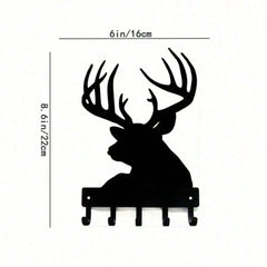 Vintage Antelope Head Metal Key Holder & Coat Rack, Farmhouse Wall Hooks for Entryway, Practical Housewarming Gift