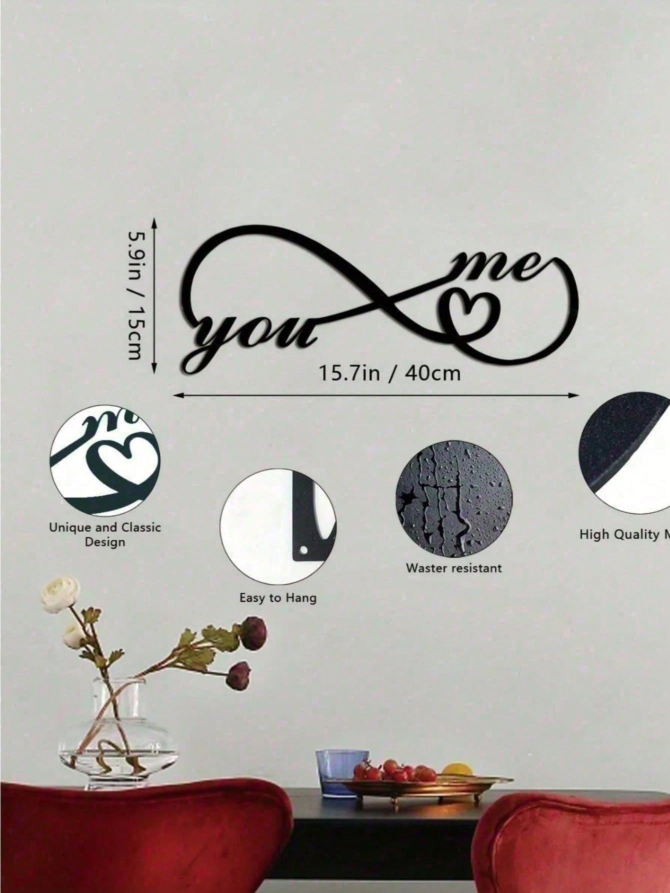 Gothic Metal Wall Art for Couples, Black Metal Tin Sign for Bedroom Decor. Stylish dark romantic ornament, perfect for wedding anniversary, Valentine and Easter gifts. Secondary image
