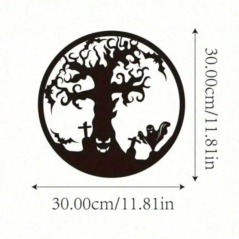 Gothic Tree of Life Metal Wall Art, Handcrafted Black Wrought Iron Hanging Decor for Altar, Indoor & Outdoor Use. Mystical ornament ideal for Halloween and housewarming gifts.